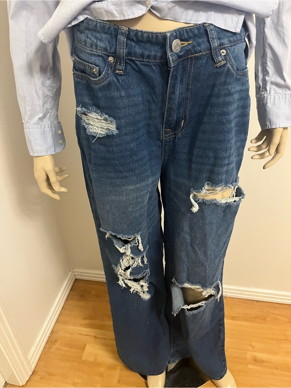 Bluenotes ladies Distressed Bootcut Jeans - Dark Blue